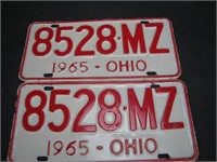 Pair 1965 Ohio License Plates
