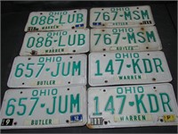 4 Pair 1980s,90s Ohio License Plates