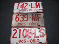3 Ohio 1965 License Plates