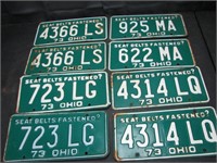 4 Pair 1973 Ohio License Plates