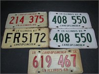 1965,66,67,68 Illinois License Plates
