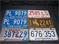 6 Mixed States License Plates