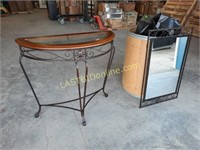 Matching Glass Top Table & Mirror