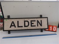 EARLY "ALDEN" PAINTED WOOD SIGN - BELIEVED TO