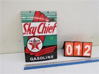 SKY CHIEF TEXACO PORCELAIN PUMP SIGN