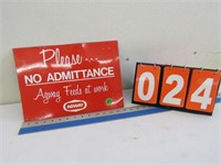 NEW OLD STOCK NO ADMITTANCE AGWAY SIGN TIN