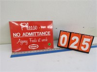 NEW OLD STOCK NO ADMITTANCE AGWAY SIGN TIN