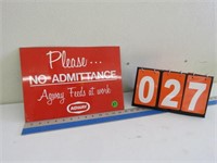 NEW OLD STOCK NO ADMITTANCE AGWAY SIGN TIN