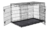 Double-Door Folding Metal Crate Kennel, 48x30x32.5