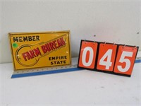 MEMBER FARM BUREAU EMPIRE STATE TIN SIGN