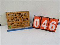 ELECTRITE ELECTRIC FENCE TIN SIGN