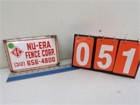 NU - ERA FENCE CORP. PORCELAIN SIGN