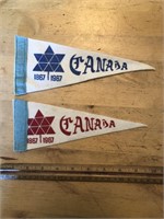 2 x Vintage CANADA CENTENNIAL Felt Pennants
