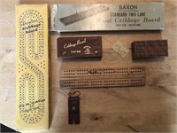 6 x Vintage CRIBBAGE Boards