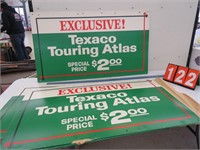 4 CARD BOARD TEXACO TOURING ATLAS SIGNS