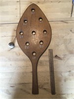 Antique Hand Made Wooden Paddle Game, ball