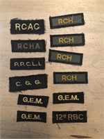 12 x MILITARY Crests, Patches, Badges