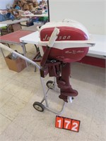 JOHNSON 7 1/2 HORSE OUTBOARD W/ CART TURNS OVER
