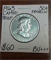 1963 Cameo Proof Franklin Silver Half Dollar-