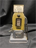 Metal decorative vintage style gas pump. 7 inches