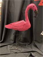 Metal pink flamingo. 21 inches tall 15 inches