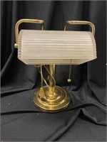 Vintage piano lamp with brass base. 16 inches