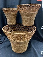 Set of three woven baskets. Big one is 12 inches