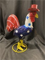 Patriotic all metal rooster. 14 inches tall