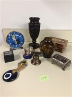 Lot w/Keepsake Boxes, Vase, Clock, etc...