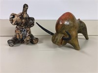 Bull and Elephant Figurines
