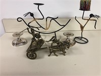 Chariot Figures, Pr Candlesticks, Figural Candle