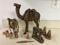 Lot with Carved Camels and Animal Figures