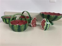 Lot of Watermelon Themed Bowls, Baskets, etc...