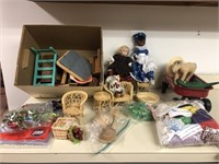 Lot including Miniature Wicker Furniture, Dolls,