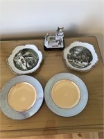 Currier & Ives Style Plates, Castle Decoration,