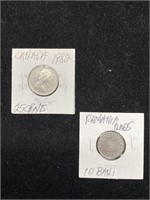 1982 Canada 25 cents , 2005 Romania 10 Bahi