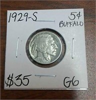 1929S Buffalo Nickel- Graded G6