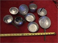 1940s aluminum toy pots and pans kitchen setting