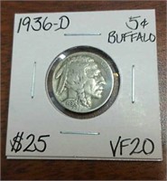 1936D Buffalo Nickel - Graded  VF20