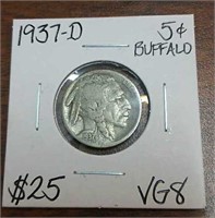 1937D Buffalo Nickel- Graded VG8