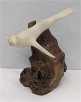 John Perry seal sculpture. Wood base. About 10in