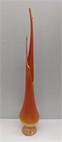 Large orange glass vase. About 30.5in Tall.