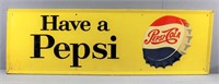 Vintage Embossed Tin Pepsi Sign