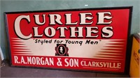 Curlee Clothing Original Metal Sign & Wood Frame