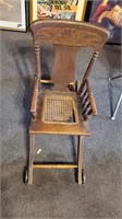 Antique Childs Wood Highchair/Walker- No Tray