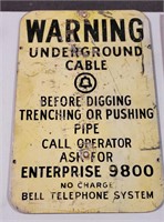 Metal Warning Underground Cable Sign