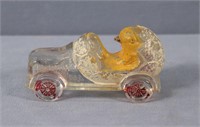 Glass Easter Chick Automobile Candy Container