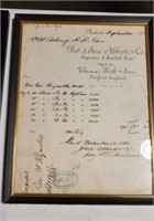 1881 Framed Old Colony RR Co Receipt