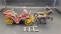 Cast Iron Wagon w/Horses & 3 People