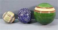 (3) Victorian Period Ceramic Carpet Balls